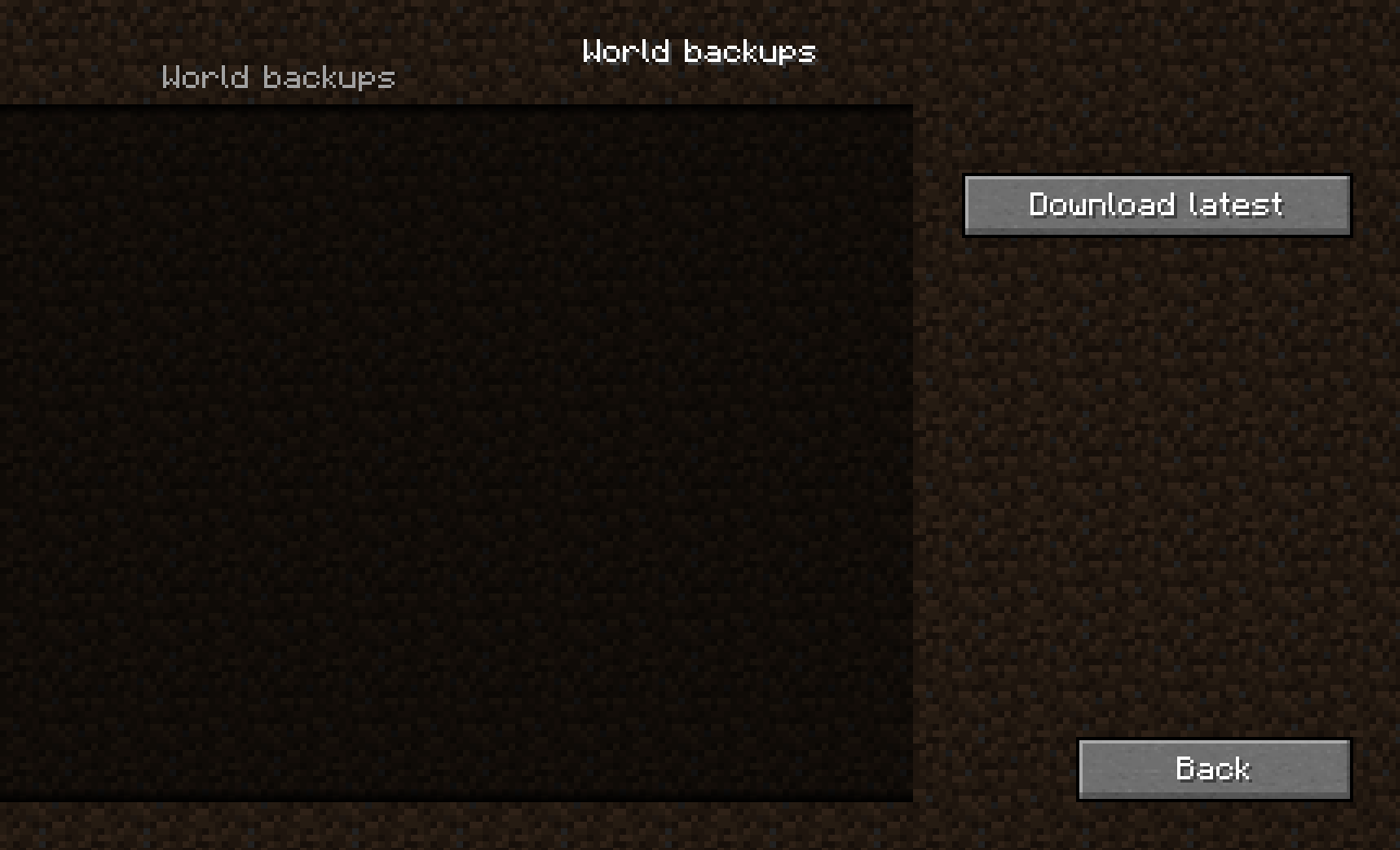 Minecraft Realm backup with the Download latest button