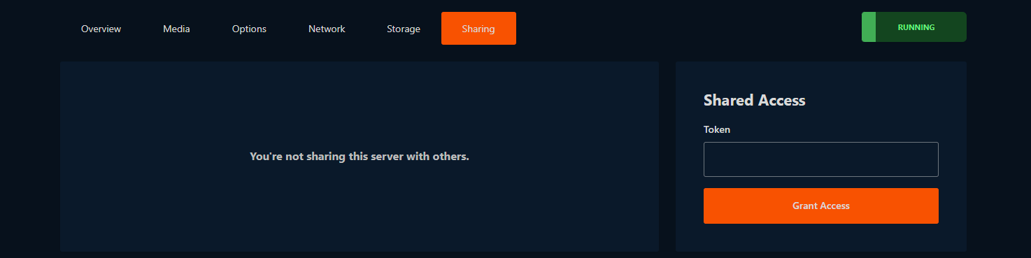 VirtFusion Shared Access form with a token and Grant Access button