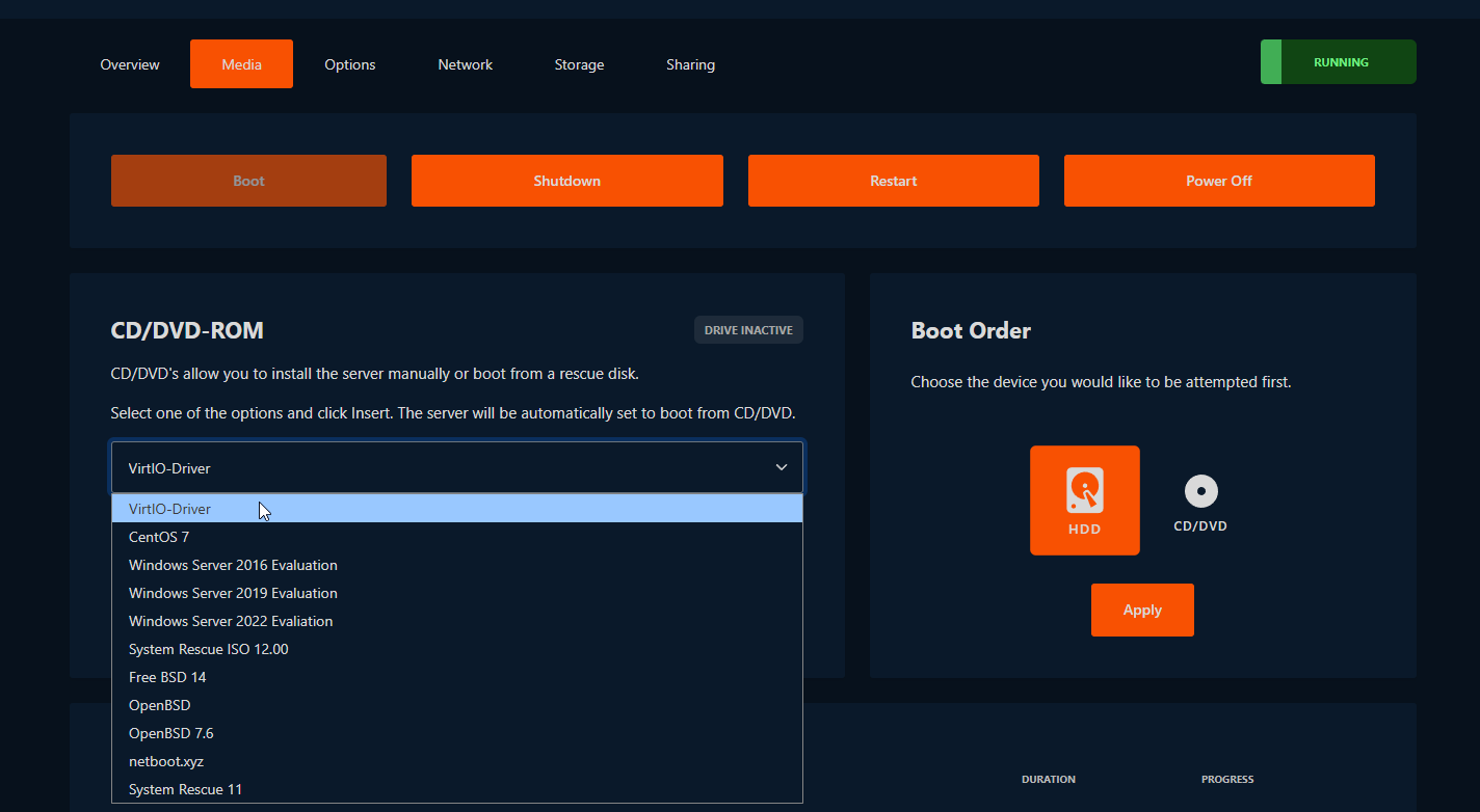 Windows installer at the driver selection step